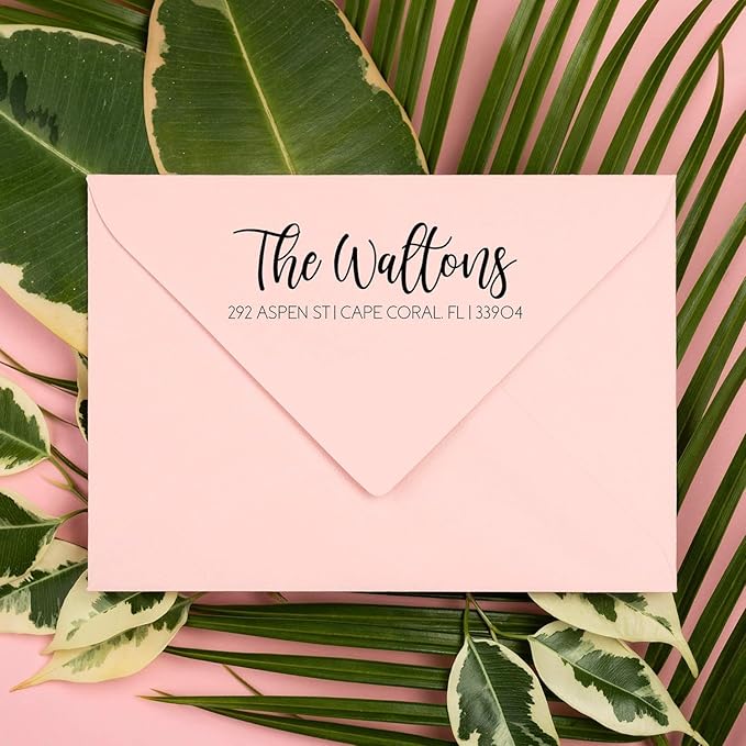 Self Inking Modern Address Stamps | Custom Return Address Stamper (Playful Script, Xtra Wide)