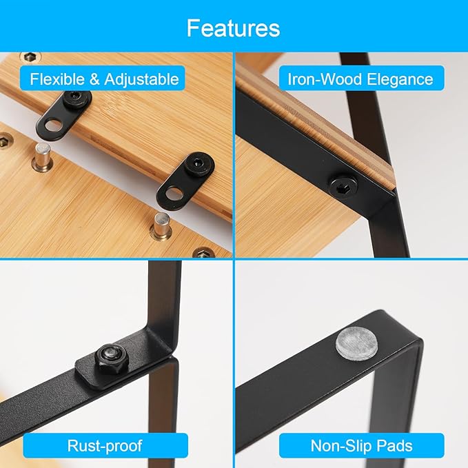 Golener Countertop Organizer Corner Shelf, 2-Tier Adjustable Stackable Corner Shelves for Kitchen, Spice Rack, Coffee Area, Over Sink, Bathroom, Dresser Table, Corner Counter Shelf Stand, Bamboo