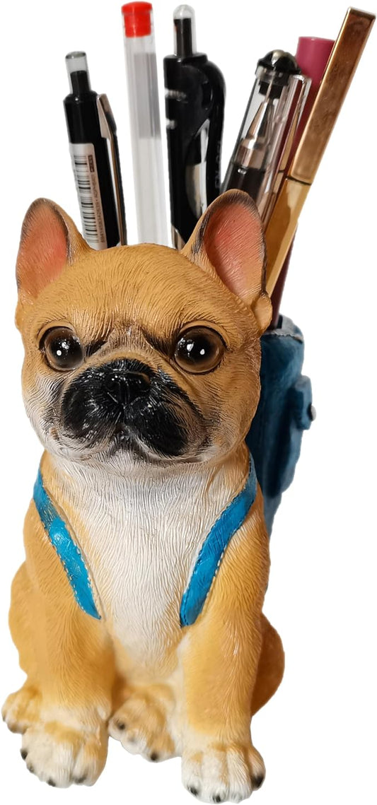 Photour Dog Pen Holder for Desk French Bulldog Gifts for Men Women and Kids Unique Pen Pencil Holder Cup Funny Desktop Organizer for Home Office School Desk Decor (French Bulldog)