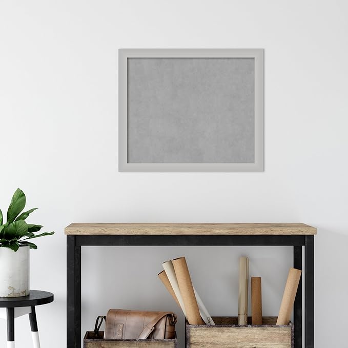 Amanti Art Silver Framed Magnetic Board 23x27 Medium Vision Board for use with Magnets, 100% Metal Sheet to Display Items as Office Decor or for Home Organization in mudroom, Kitchen or Kids Room