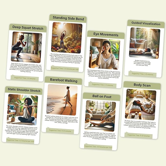 Somatic Therapy Exercise Cards - 40 Mindfulness Cards with Simple Practices, Coping Skills for Nervous System Regulation to Relieve Stress, Trauma Release and Reconnect with Your Body - 3.9”x5.9”