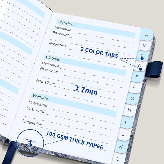 MOSA BEAR Password Keeper Book with Alphabetical Tabs，4.3"x5.7" Small Password Books for Seniors Password Notebook for Internet Website Address Log in Detail(NZSL)
