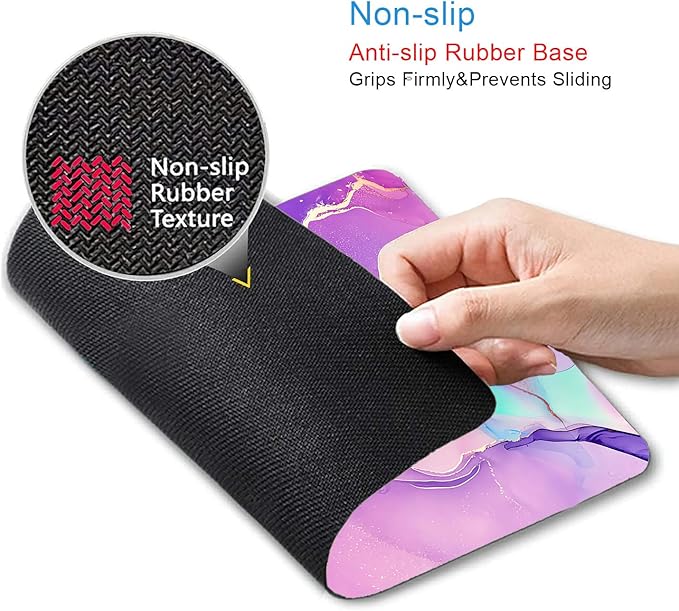 IMAYONDIA Purple Pink Blue Marble Mouse Pad, Liquid Gold Paint Marble Mouse Pads, Modern Mousepad Design, Colorful Small Mouse Mat for Women Girls Computer Laptop Office, 9.5 X 7.9 Inch