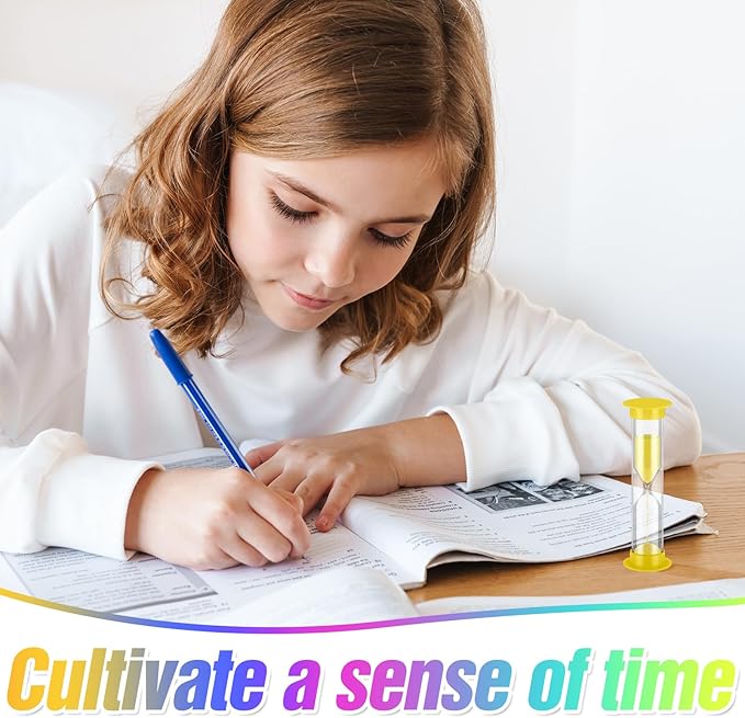 96 Pcs Back to School 5 Minute Sand Timer Bulk Colored Plastic Mini Multicolor Hourglass Stand Timer for Classroom Teacher School Home Office Time Management