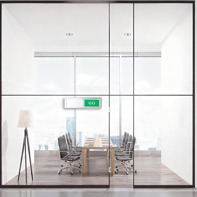 Go/No Go Door Sign Indicator for Office, Home, Restroom, Conference Room. Room Status Tells Whether Go No Go (Silver)
