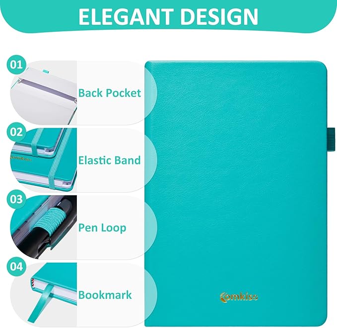Comkiso Address Book with Individual Alphabetical Tabs Laminated, Large Print Address Book with 468 Wide Lining Entry Spaces, Change of Address Labels, Hardcover Address Book 5.7 x 8.5" - Aquamarine