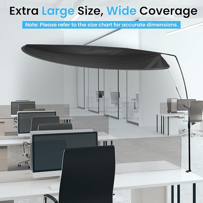 Adjustable Office Cubicle & Desk Shade – 43" Extra-Large Oval Design for Wider Coverage, Blocks Light and Distractions, Creates a Private and Comfortable Workspace