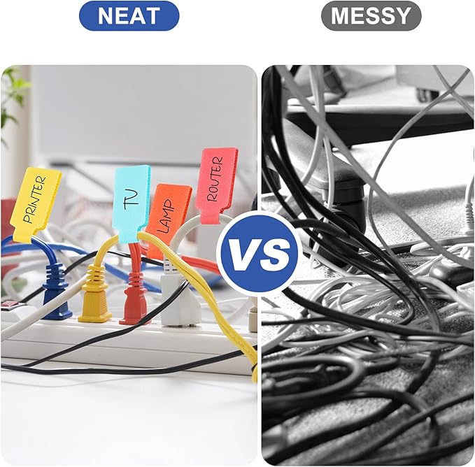 SZ.haitun 40 Pack Cable Labels Tags, White Write On Wire Cord Tags and Charger Labels Waterproof for Cable Management and Identification Electronics (Oval)