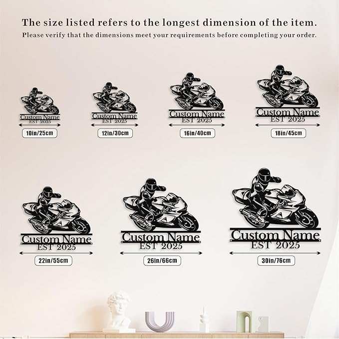 Personalized Motorcycle Metal Sign Custom Biker Name Sign Dirt Bike Wall Decor Motorcycle Home Decor Motorbikes Sign Garage Decor Gifts for Men Husband Rider