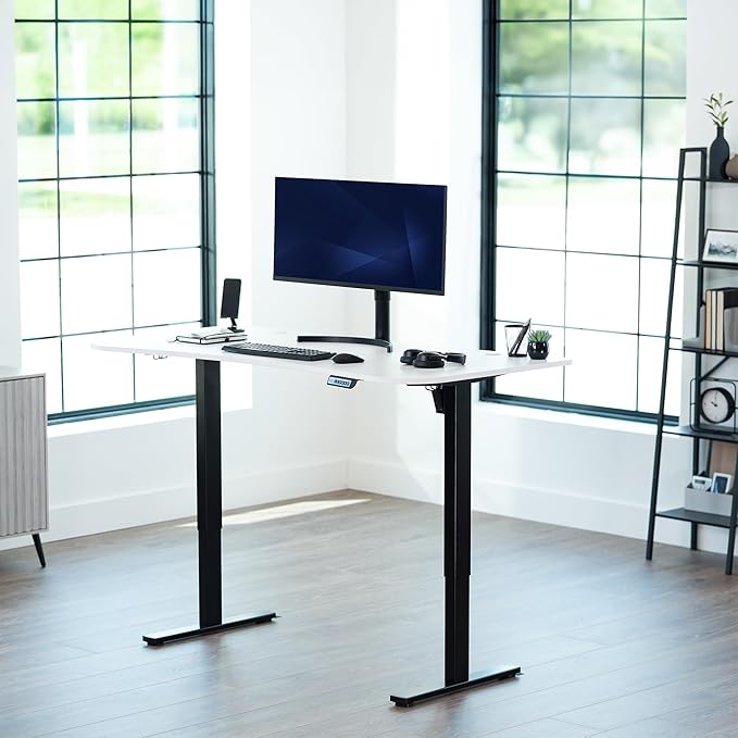 VIVO Electric 63 x 32 in Standing Desk, Memory Height Adjustment, 1B Series, Holds 220 lbs, White Top Black Frame, DESK-KIT-1B1W