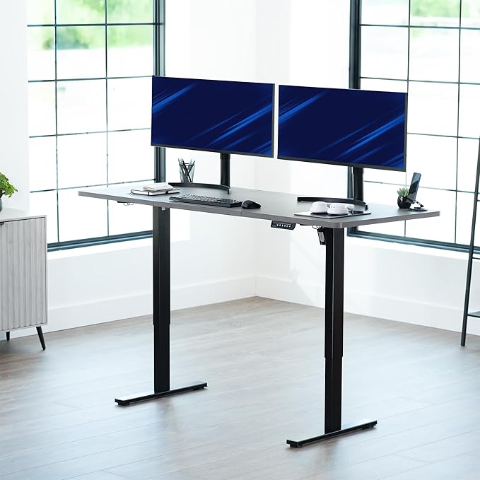 VIVO Electric 71 x 30 in Standing Desk, Memory Height Adjustment, 1B Series, Holds 220 lbs, Dark Gray Top Black Frame, DESK-KIT-1B7G