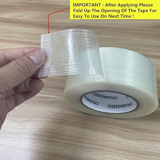 CHUANGSEED 2-Pack Mono Filament Strapping Tape 6.2mil x 2Inch x 30yds Commodity Grade Heavy Duty Transparent Reinforced Fiberglass Tape