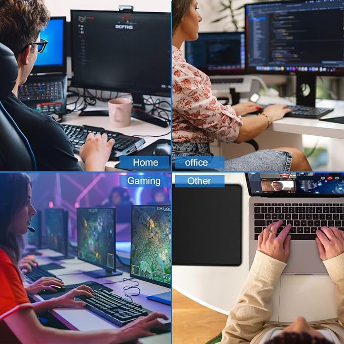 Mouse pad, Gaming Mouse pad Durable Stitched Edge, Premium-Textured Water Resist Mousepad, Non-Slip Rubber Base Mouse Pads for Computers, Laptop, Gaming, Home, Office, 11.8 x 9.9 in, Black