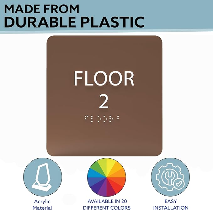 Clean Grey ADA Floor 2 Sign with Braille – Made from Durable Acrylic and Ready to Mount