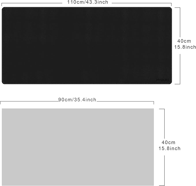 Mydours Extra Long PU Leather Desk Mat, 43.3" x 15.7", Waterproof Surface with Anti-Slip Suede Backing, Black - Extended Coverage for Monitors, Home Office Durable Scratch Resistant Desk Blotter