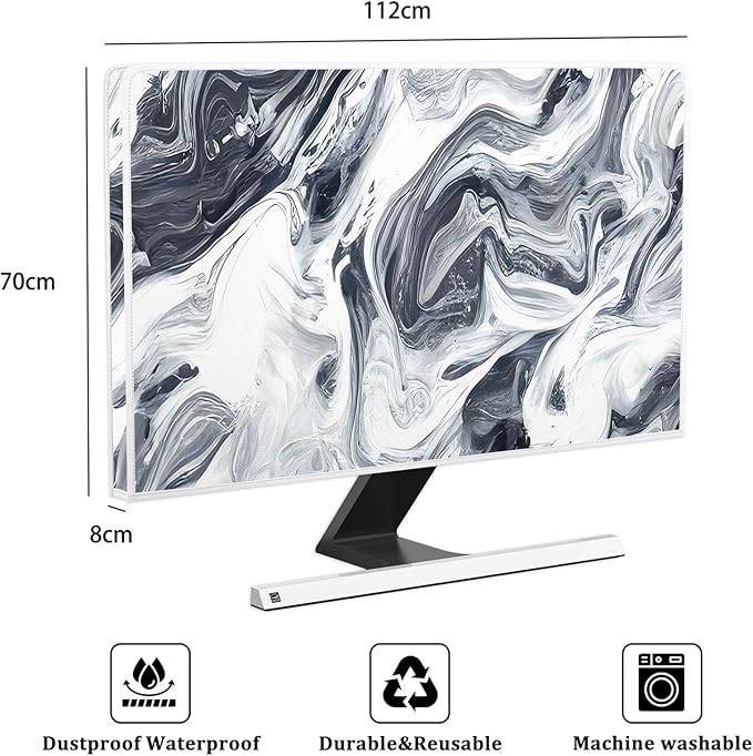 Baocicco Abstract Gray Marble Waterproof 45, 46, 47, 48 Inch Television Cover Anti-Static Dustproof Protective Television Covers for TV Screen Abstract Modern TV Dust Cover for Home LED LCD OLED TVs
