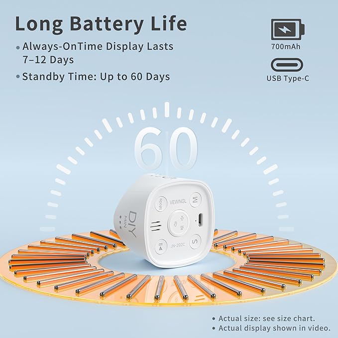 VEWINGL Cube Productivity Timer, 5/10/25/DIY Min Presets + Count-Up Mode, Time Display & Alarm Clock, Sound/Vibrate/Silent Alerts, Pause & Resume, Desk Timer for Work, Study, Kitchen (White)