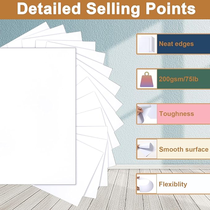 Silunkia 100 Sheets White Cardstock 8.5 x 11 Printer Paper, 200gsm/75lb Heavyweight White Paper Card Stock for Certificates, Invitations, Cards Making, Business Cards, School Crafting