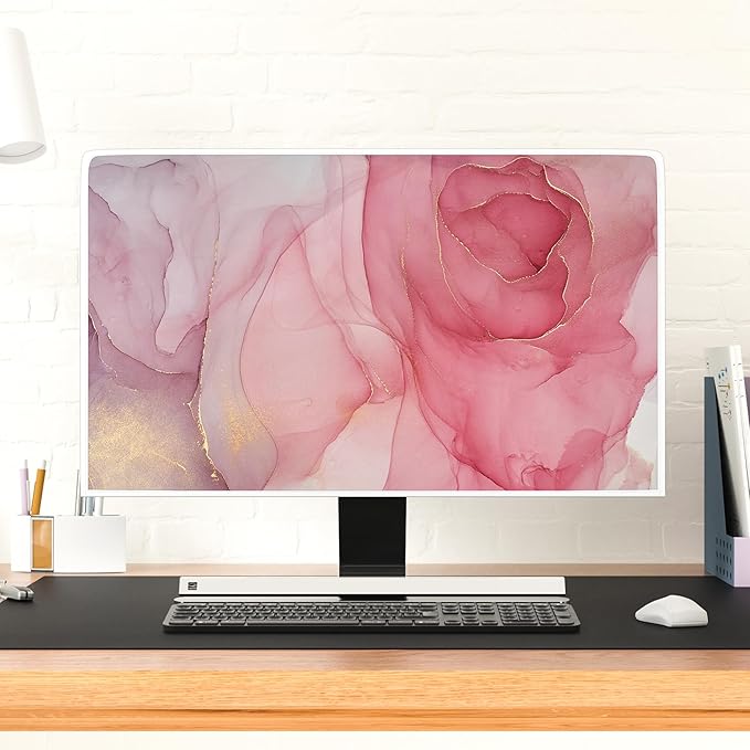 Baocicco Abstract Waterproof Television Cover with Pink Marble Design 55 Inch Full Body Cover for TV Screen Weatherproof Dust-Proof TV Screen Covers Sleeve Compatible with LED OLED Desktop