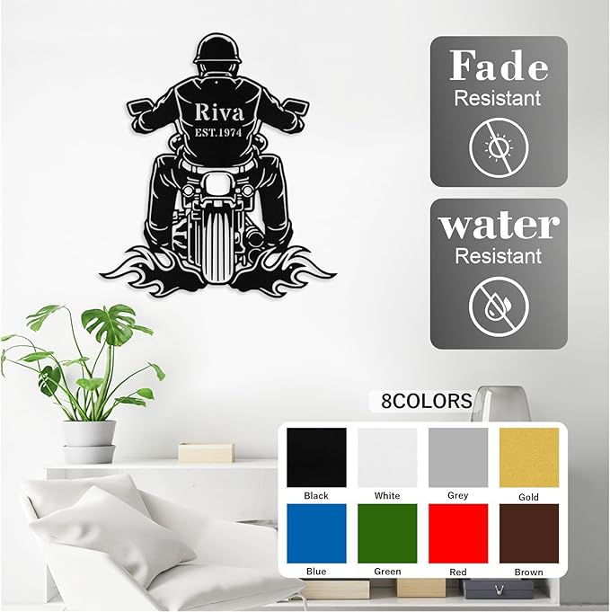 Custom Motorcycle Metal Signs Personalized Biker Name Sign Custom Garage Decor Motorbikes Wall Art Decor Motorcycle Sign Men Room Decorate Gifts for Men Husband Rider