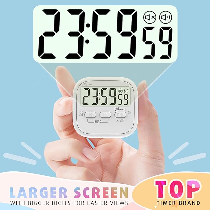 AyayaBoss 2-Pack Magnetic Kitchen Timers for Cooking, Digital Stop Watch Countdown Timer for Kids, Teachers, Classroom, Office, Exercise - Battery Included