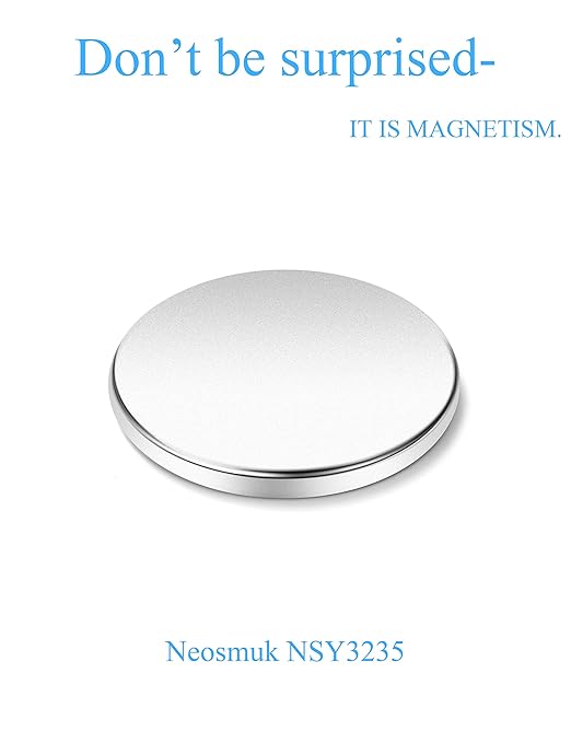 Neosmuk Super Strong Neodymium Magnets, Heavy Duty, Industrial Grade, Round, Silver, 10 Pack, 1.26 Inch Diameter x 0.126 Inch Thickness