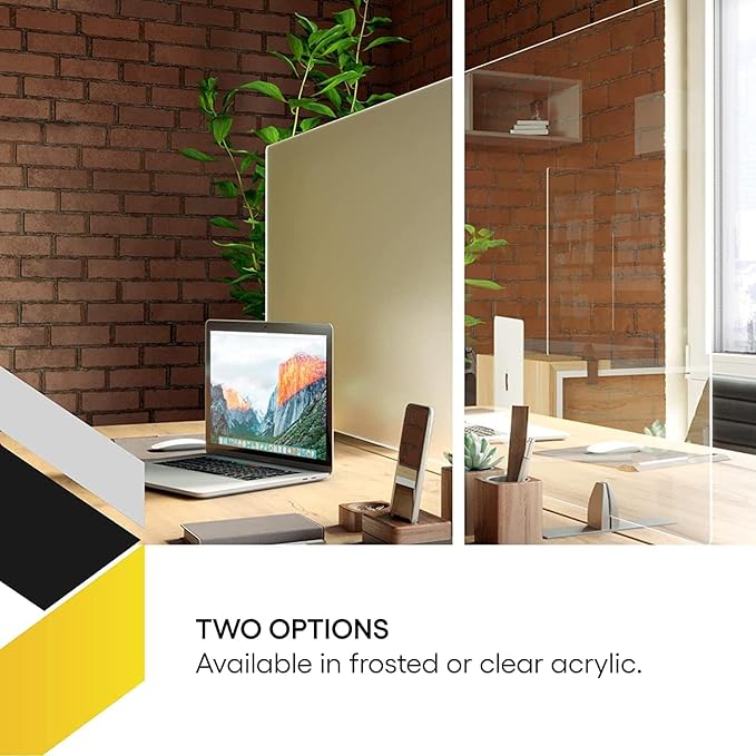 OBEX Acrylic Free Standing Screen, Divider for Desk Privacy Home & Office Partitions for Table Top Workstation, Portable Cubicle Panel for Work, 12" x 24", Clear