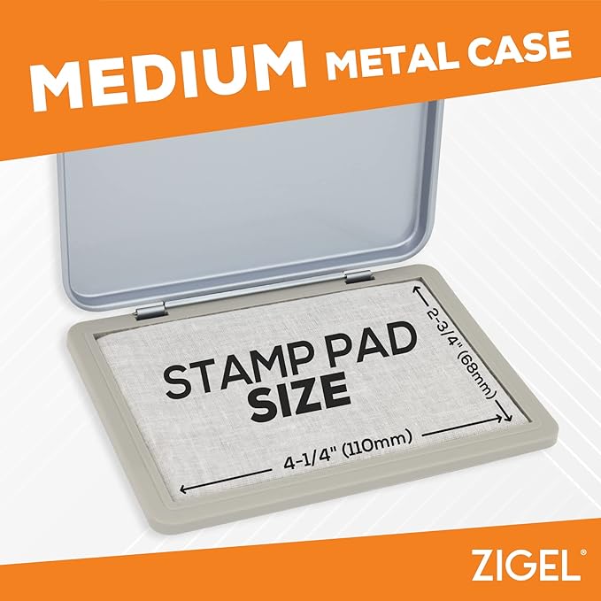 2 Pack Metal Case Stamp Pad Medium Size, Dry - Size: 3" x 4" - Choose from 15 Ink Colors