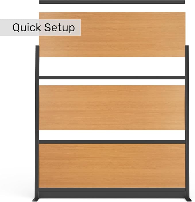 Stand Up Desk Store Beechwood Aesthetic Modular Walls | 70" W x 70" H Modular Room Dividers with Natural-Looking Woodgrain Finish for Offices, Classrooms, and More