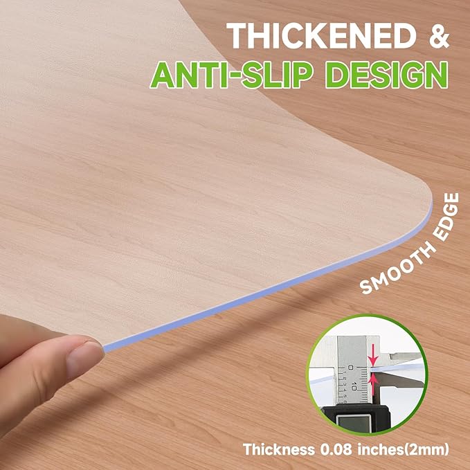 SOONAN Office Chair Mat for Hardwood Floor, 63" x 51" x 0.08" Clear Office Floor Mat, 0.08" Thickness Heavy Duty Computer&Desk Chair Mat,Floor Protector Chair Mats