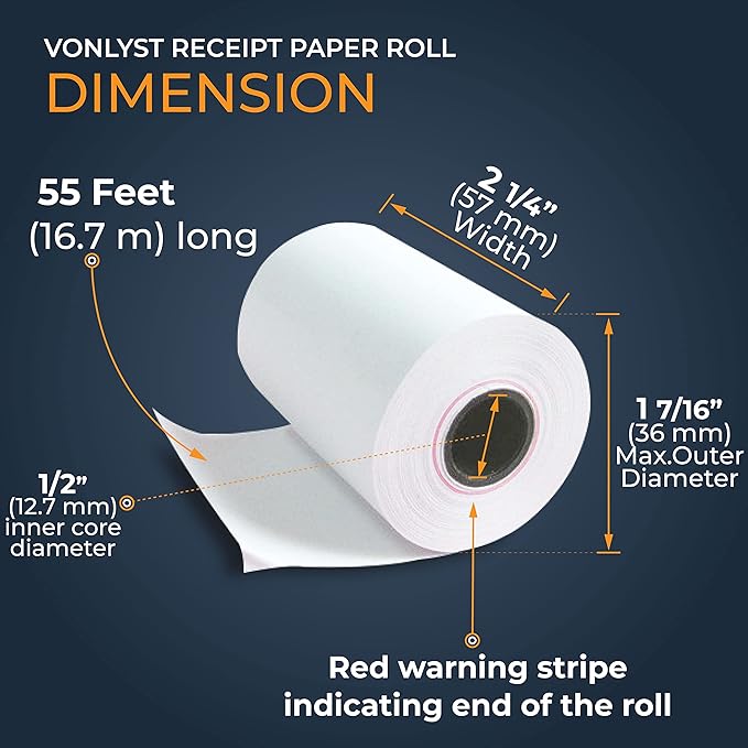 Vonlyst Receipt Paper Roll for Square Terminal Credit Card Machine (40 rolls)