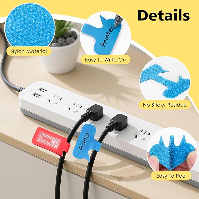 SummerBrite 24-Pack Smart NFC Cable Labels with Blank Stickers, Programmable Reusable Wire Tags for Electronics, Cord ID & Cable Management for Automation, IT Server - Rectangle & Oval