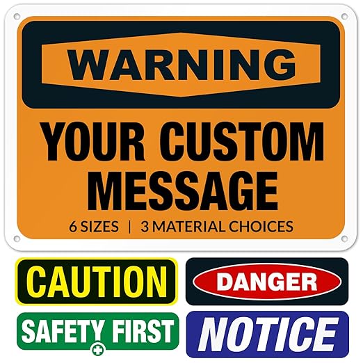 Custom Warning Sign, OSHA Sign, 10x7 Inches, Rust Free .040 Aluminum, Fade Resistant, Indoor/Outdoor Use, Made in USA by Signs