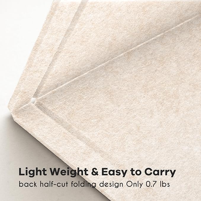 Bulletin Board, 24 x 18 inches Decorative Felt Pin Board, Vision Board Cork Board Alternative for Wall, Foldable Photo Board with 20 Pushpins - Oatmeal