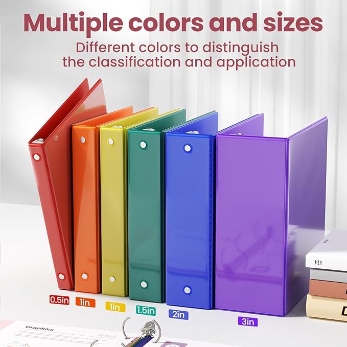 SUNEE 3 Ring Binder 1.5 Inch 1 Pack, Clear View Binder Three Ring PVC-Free (Fit 8.5x11 Inches) for School or Office Supplies, Red