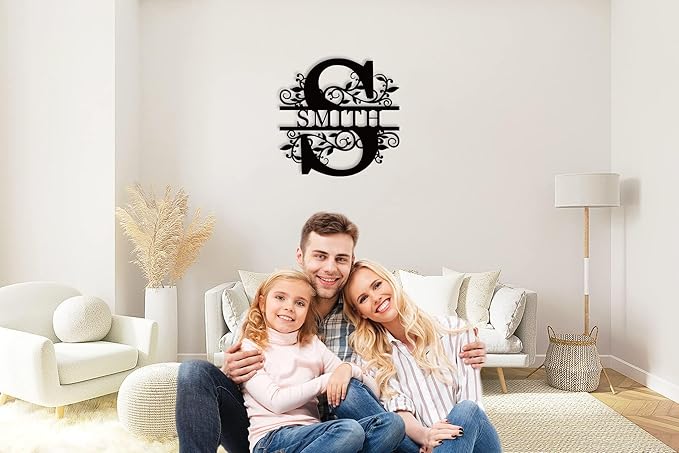 Personalized Christmas Gifts 2026 Best Housewarming Gifts Custom Metal Wedding Anniversary Sign Custom Metal Sign Wedding Gifts Personalized Family Name Signs Monogram Wall Décor（Initial）