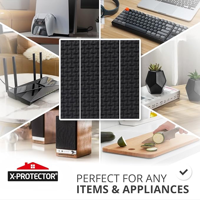 X-PROTECTOR Non-Slip Furniture Pads 8 PCS 1.5” x 5” - Rubber Furniture Grippers - Self-Adhesive Floor Protectors Grips for Furniture Feet!