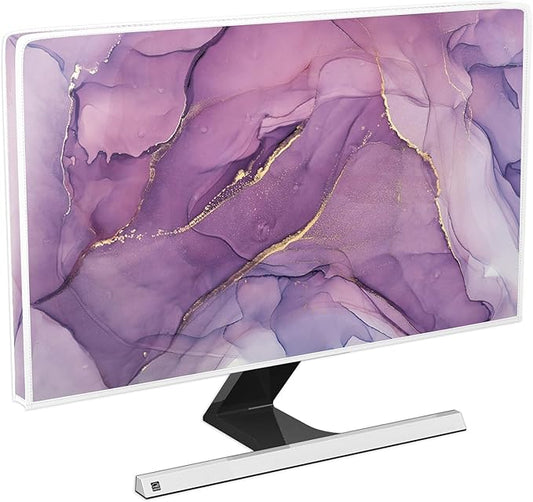 Baocicco Fashion Violet Marble Waterproof TV Dust Cover 58, 59, 60 Inch Anti-Static Dustproof Creative Design TV Screen Cover TV Screen Covers Sleeve Compatible with PC Desktop and TV LED LCD OLED