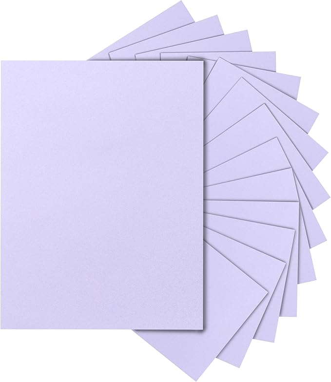 Silunkia 40 Sheets Light Purple Cardstock 8.5 x 11 Certificate Paper, 75lb Premium Lavender Card Stock Printer Paper for DIY Cards Making, Greeting Cards, Wedding Invitations, School Crafting