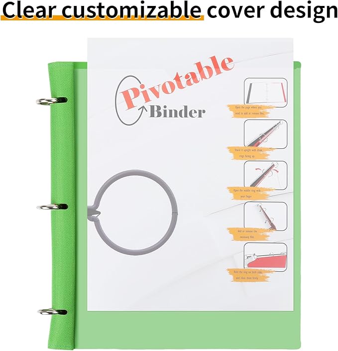 360 Pivotable Project Organizer, 3 Ring Binder with Colored Tab Dividers, Customizable Front Cover Multi Pocket Folder for Home, School, Office - Blue
