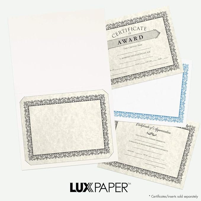 LUXPaper 9.5" x 12" Certificate Holders | White Linen | 100lb. Cover | 250 Qty