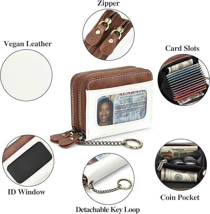 GOIACII Small Genuine Leather Wallet for Women, RFID Blocking Credit Card Holder Wallet