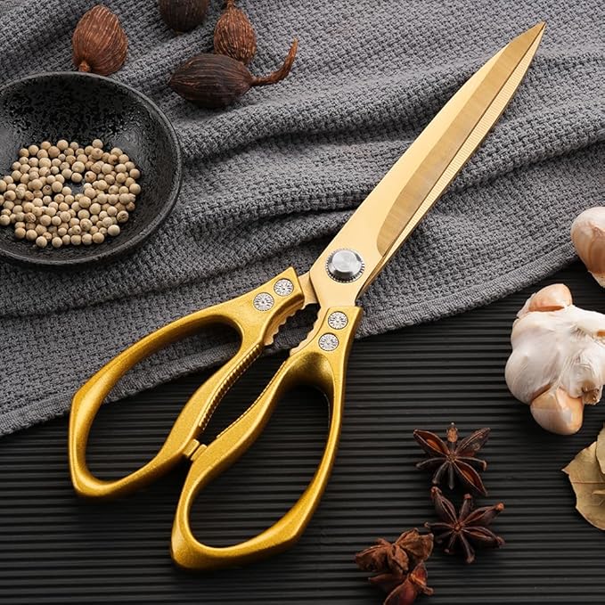 Large Ribbon Cutting Scissors,Heavy duty gold stainless steel scissors,With scissors and a pair of white gloves,Suitable for Ribbon-Cutting,Office,Home,and Crafts, Right/Left Handed (10.83 inches)