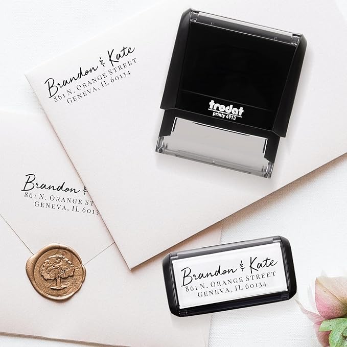 Self Inking Modern Address Stamps | Custom Return Address Stamper (Brandon, Xtra Wide)
