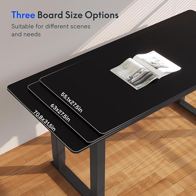 FLEXISPOT 4 Leg Standing Desk 71 x 32 Inch Electric Adjustable Height Sit Stand Desk with Splice Board Home Office Desk, Black Top + Black Frame