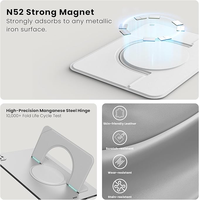 Nillkin Adhesive Tablet Stand, 0.14 inch Invisible Slim iPad Holder, Stepless Adjustable Stand, Built-in Back Magnets, Compatible with Tablets Up to 10.4-13.2 inch, Grey