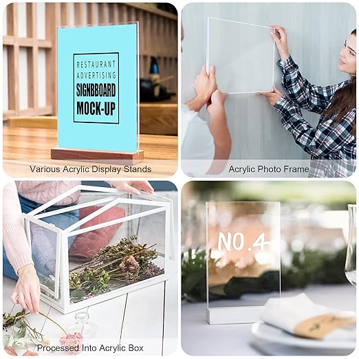 Roowest 4 Pcs 24 x 36 Inch, 1/4 Inch Thick Clear Acrylic Sheets Transparent Plastic Panels Sheets Cut to Size Cast Acrylic Board Panel with Protective Film for Craft DIY Projects Display Sign Frame