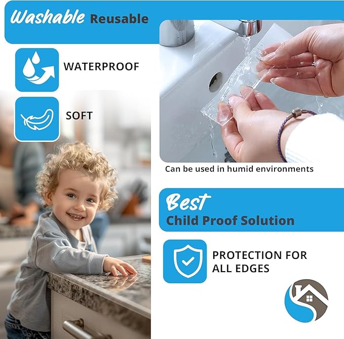 Furniture Edge Guards | 12ft Protective Clear PVC Cushion | Baby Child Proofing Set NonToxic and Safe for Table, Fireplace, Countertop | Clear