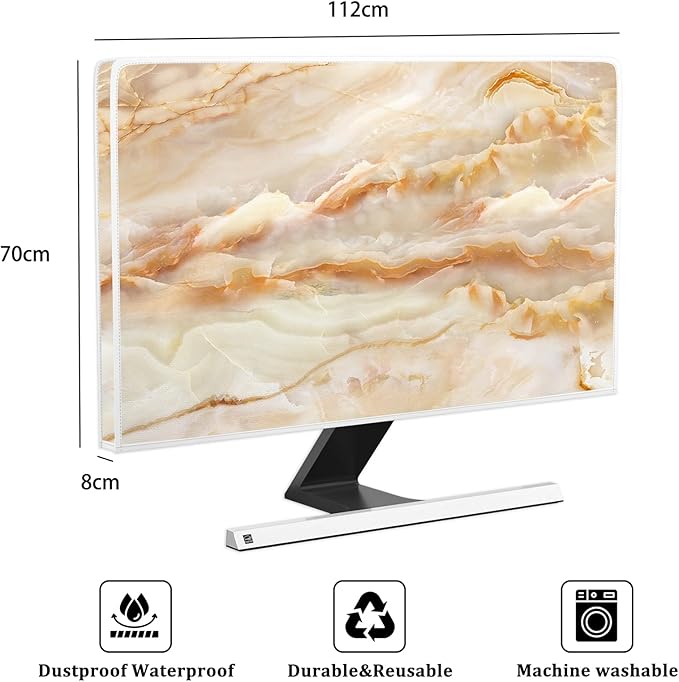 Baocicco Abstract Waterproof TV Screen Cover with Marble Design Aesthetic Television Covers for Xmas Decoration Anti-Static Dustproof Protective Cover for LED LCD OLED TVs 45, 46, 47, 48 Inch