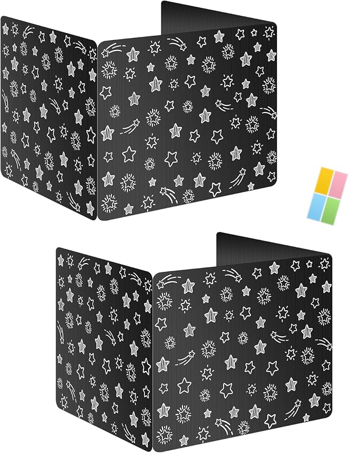 Black 2-Pack Desk Dividers for Students, Waterproof Plastic Study Carrel Divider, Durable Testing Dividers for Classroom Teacher Supplies, Easy to Clean Privacy Shield Folder Boards for Student Desk